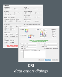 CRI data export dialogs
