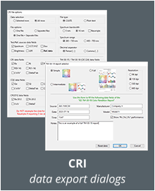 CRI data export dialogs